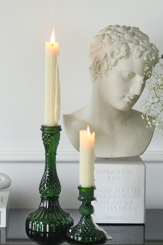Emerald Green Vintage Candle Stand  ( Set of 2 )