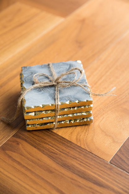 Grey Marble Tile Coasters (Set of 4)
