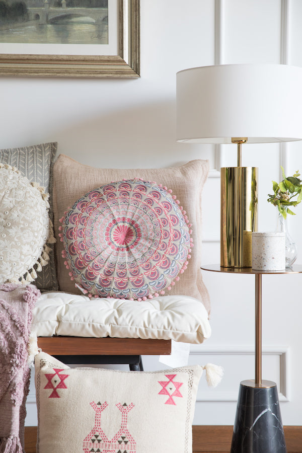 Embroidered Peacock Cushion