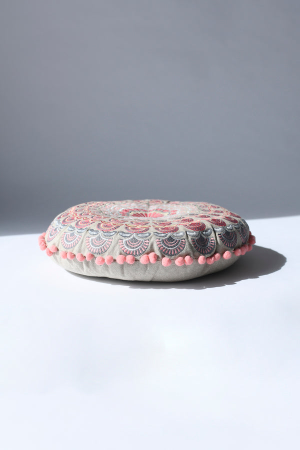 Embroidered Peacock Cushion