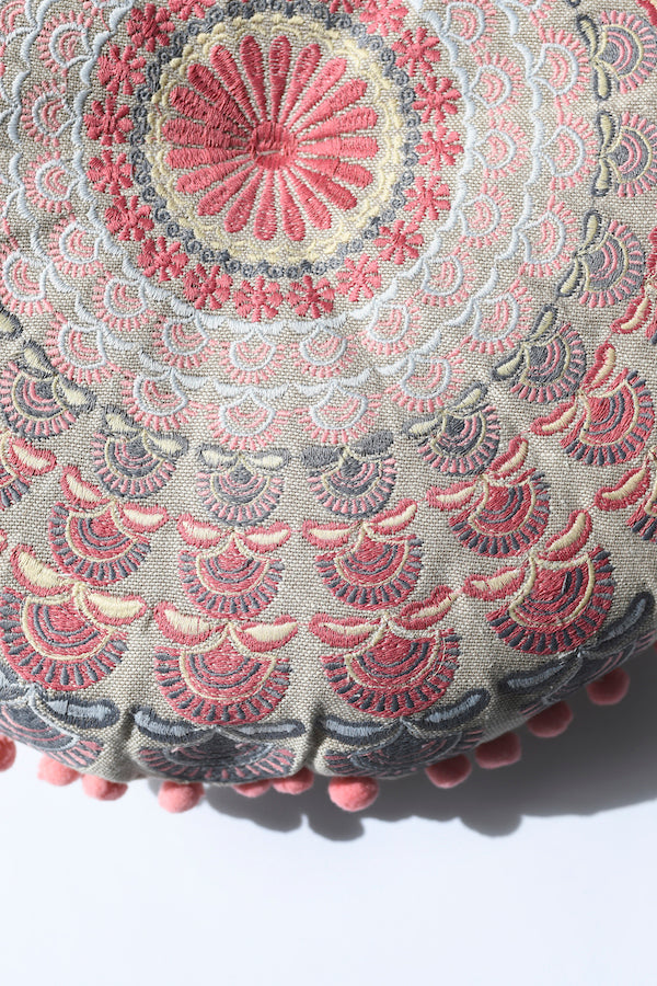 Embroidered Peacock Cushion