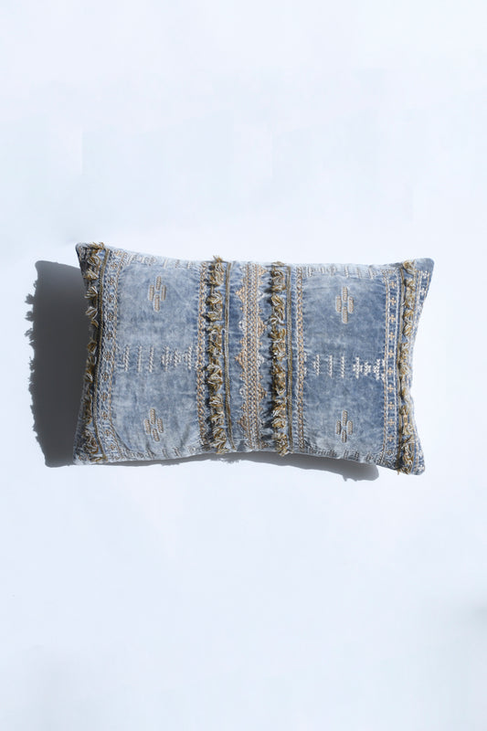 Cobalt Fringed Pillow Cover